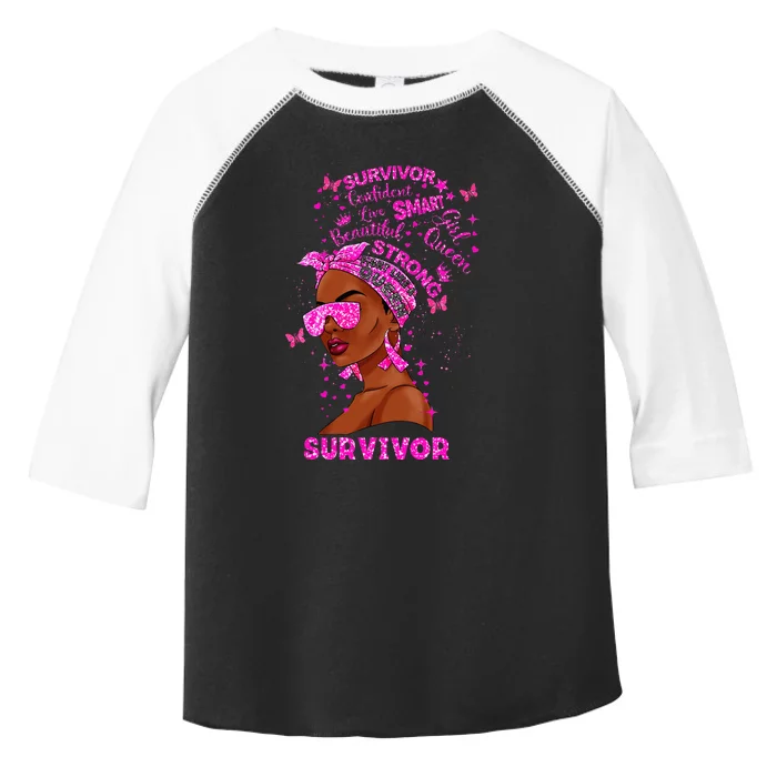 Breast Cancer Awareness Survivor Black Melanin Warrior Toddler Fine Jersey T-Shirt