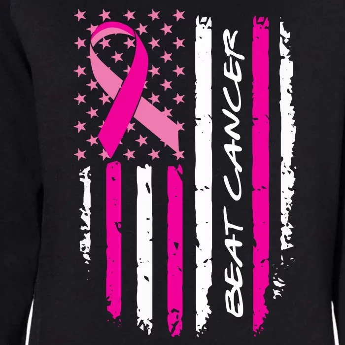 Breast Cancer Awareness USA Distressed Flag Womens California Wash Sweatshirt