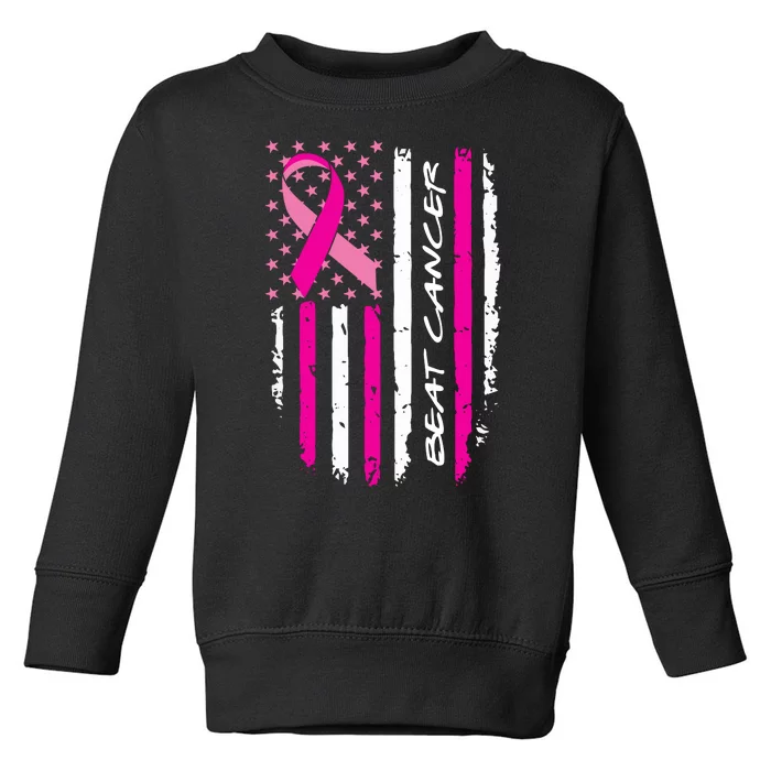 Breast Cancer Awareness USA Distressed Flag Toddler Sweatshirt