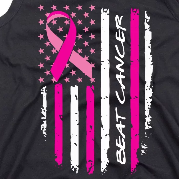 Breast Cancer Awareness USA Distressed Flag Tank Top