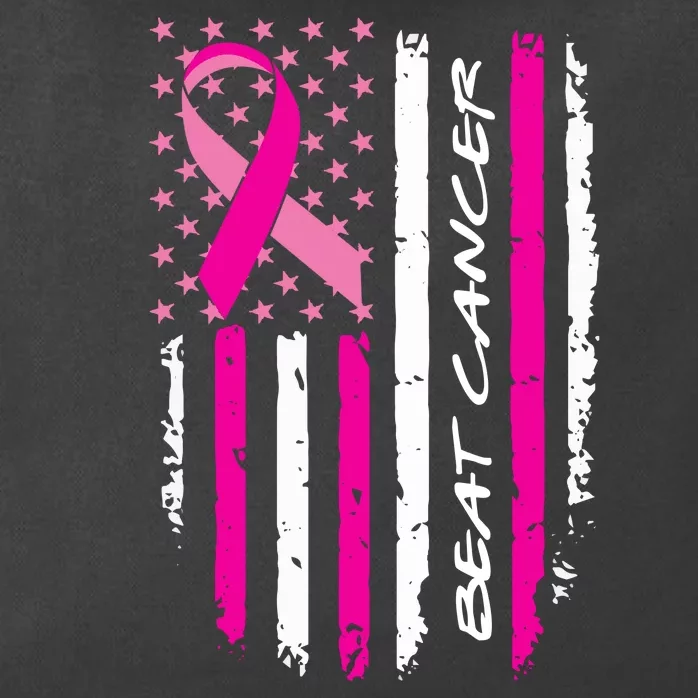 Breast Cancer Awareness USA Distressed Flag Zip Tote Bag