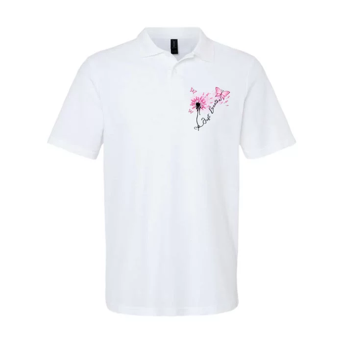 Breast Cancer Awareness Just Breathe Dandelion Pink Ribbon Butterfly Softstyle Adult Sport Polo