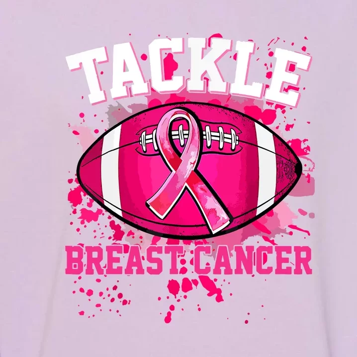 Breast Cancer Awareness Tackle Football Pink Ribbon Gift Garment-Dyed Sweatshirt