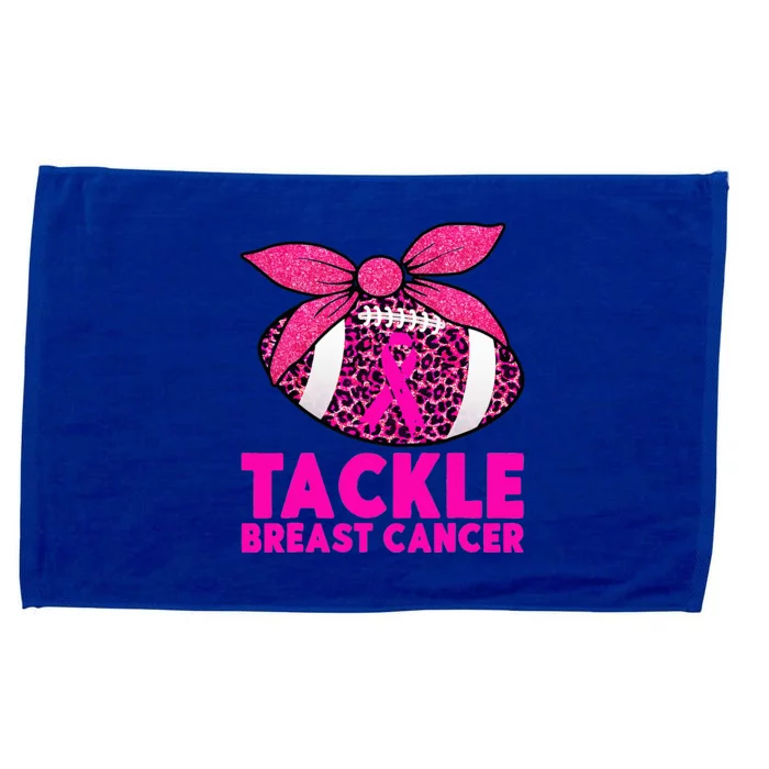 Breast Cancer Awareness Woman Tackle Football Ribbon Microfiber Hand Towel