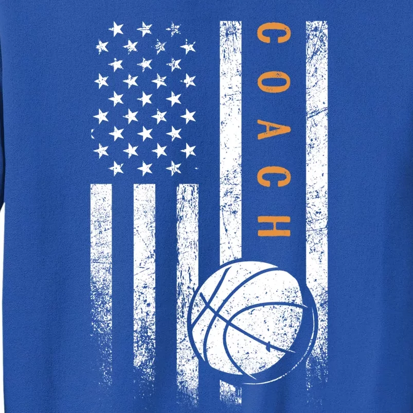 Basketball Coach American Flag Basketball Trainer Coaching Gift Tall Sweatshirt