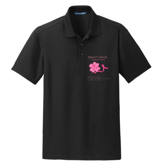 Breast Cancer Awareness Mammography Self Breast Exam Dry Zone Grid Performance Polo