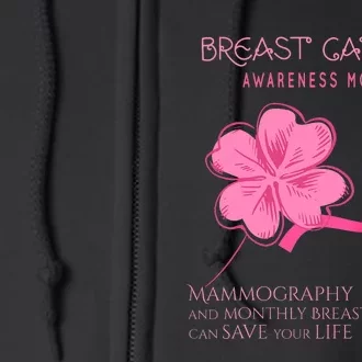 Breast Cancer Awareness Mammography Self Breast Exam Full Zip Hoodie