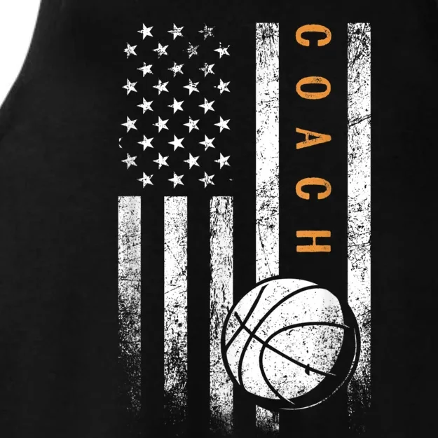 Basketball Coach American Flag Basketball Trainer Coaching Ladies Tri-Blend Wicking Tank