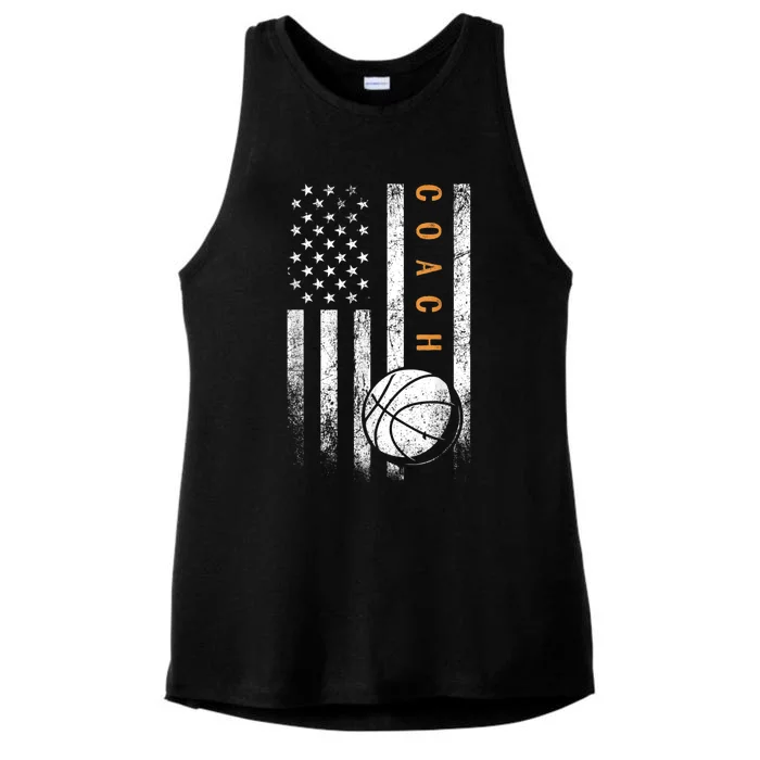 Basketball Coach American Flag Basketball Trainer Coaching Ladies Tri-Blend Wicking Tank