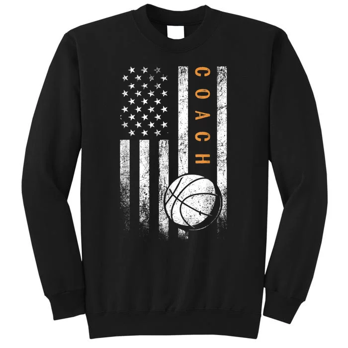 Basketball Coach American Flag Basketball Trainer Coaching Tall Sweatshirt