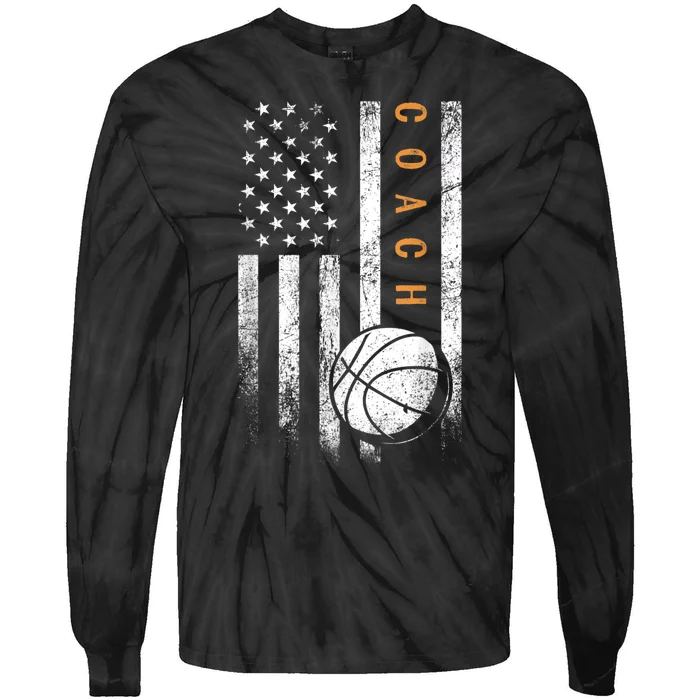 Basketball Coach American Flag Basketball Trainer Coaching Tie-Dye Long Sleeve Shirt