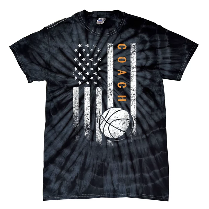 Basketball Coach American Flag Basketball Trainer Coaching Tie-Dye T-Shirt