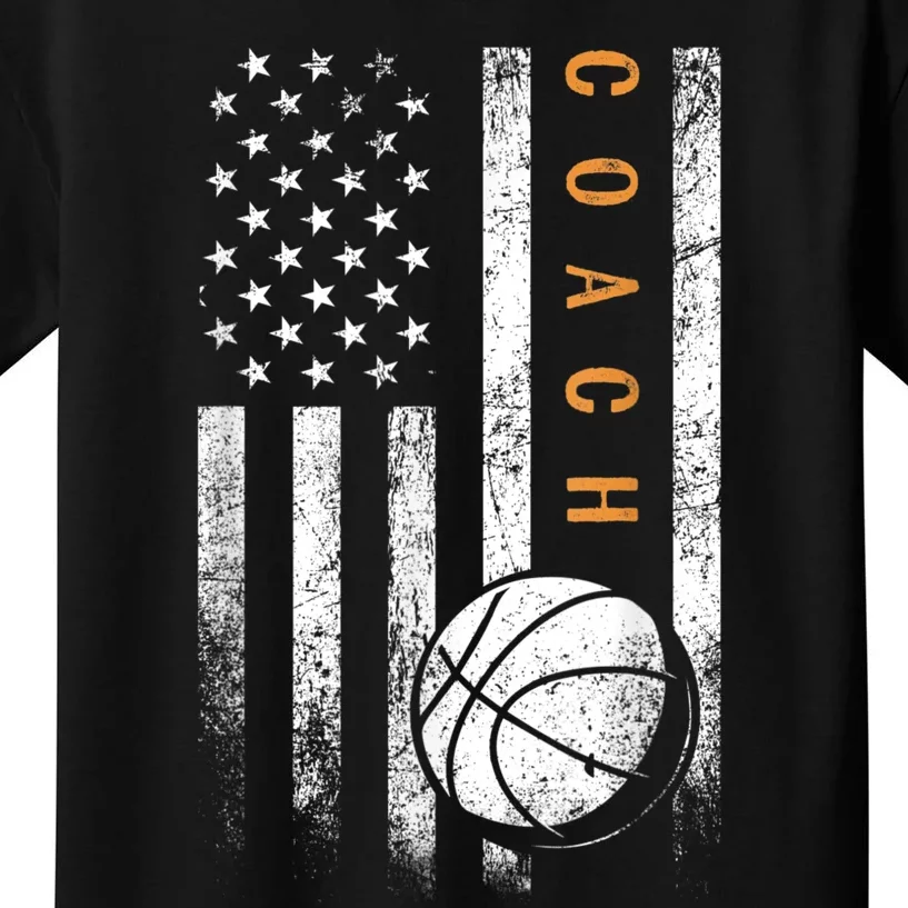 Basketball Coach American Flag Basketball Trainer Coaching Kids T-Shirt