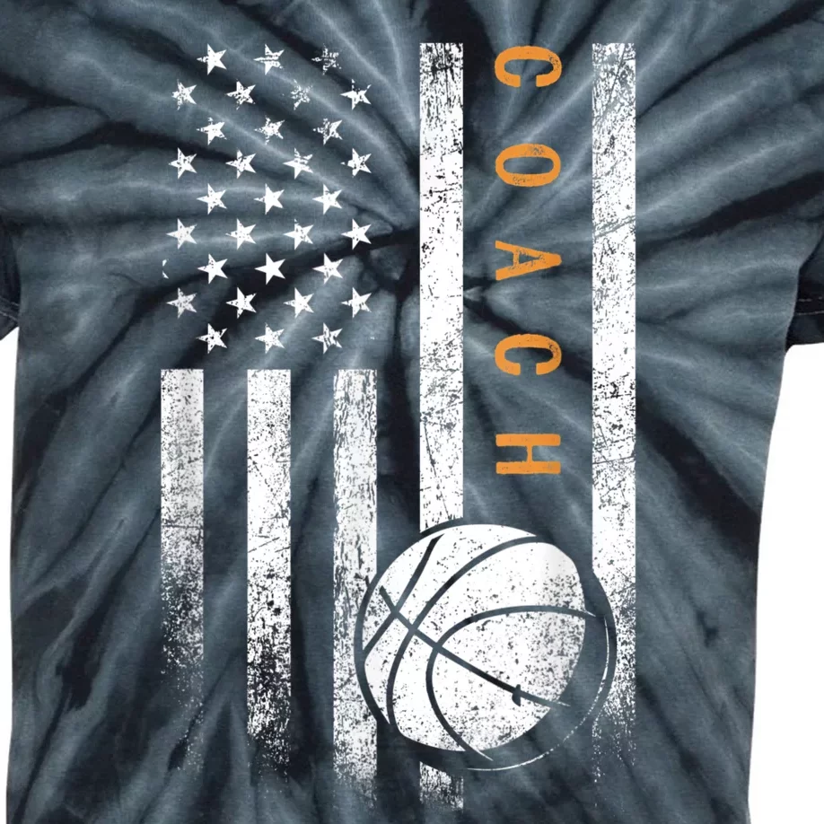 Basketball Coach American Flag Basketball Trainer Coaching Kids Tie-Dye T-Shirt