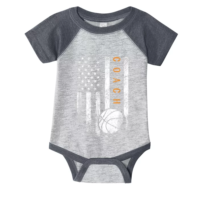 Basketball Coach American Flag Basketball Trainer Coaching Infant Baby Jersey Bodysuit