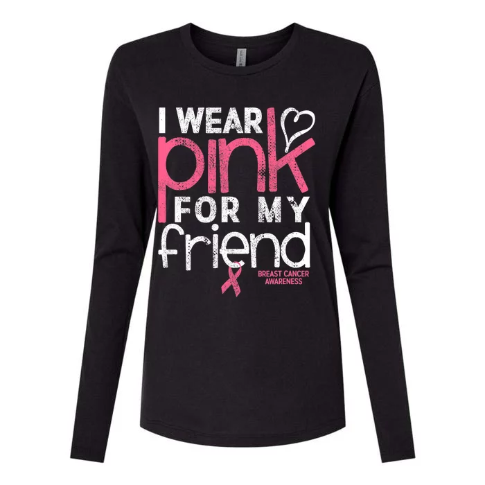 Breast Cancer Awareness I Wear Pink For My Friend Breast Cancer Womens Cotton Relaxed Long Sleeve T-Shirt