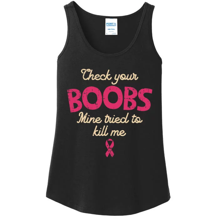 Breast Cancer Awareness Check Your Boobs Survivor Gift Ladies Essential Tank