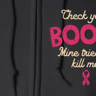 Breast Cancer Awareness Check Your Boobs Survivor Gift Full Zip Hoodie