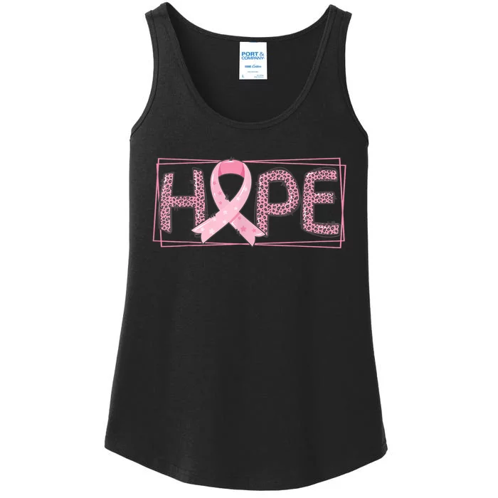 Breast Cancer Awareness Leopard Ribbon Ladies Essential Tank