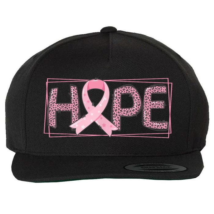 Breast Cancer Awareness Leopard Ribbon Wool Snapback Cap