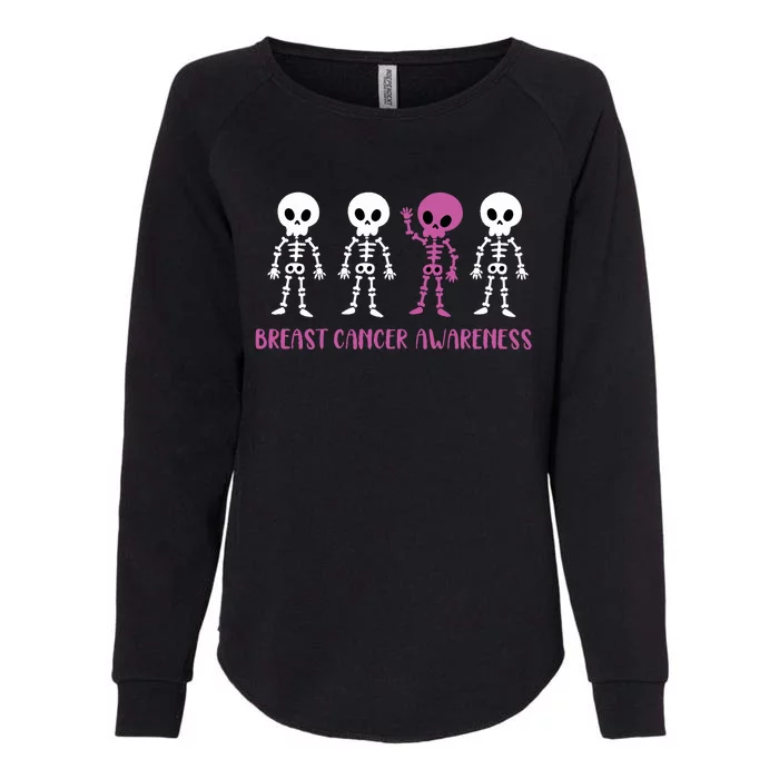 Breast Cancer Awareness Spooky Skeleton Cancer Awareness Womens California Wash Sweatshirt