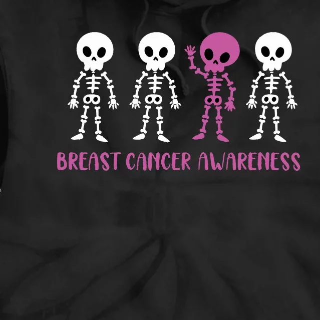 Breast Cancer Awareness Spooky Skeleton Cancer Awareness Tie Dye Hoodie