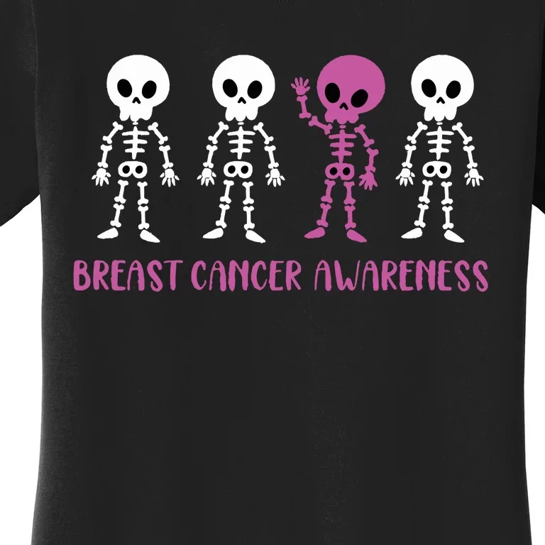 Breast Cancer Awareness Spooky Skeleton Cancer Awareness Women's T-Shirt