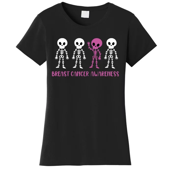 Breast Cancer Awareness Spooky Skeleton Cancer Awareness Women's T-Shirt