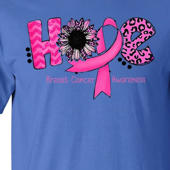 Breast Cancer Awareness Hope Ribbon Leopard Sunflower Tall T-Shirt