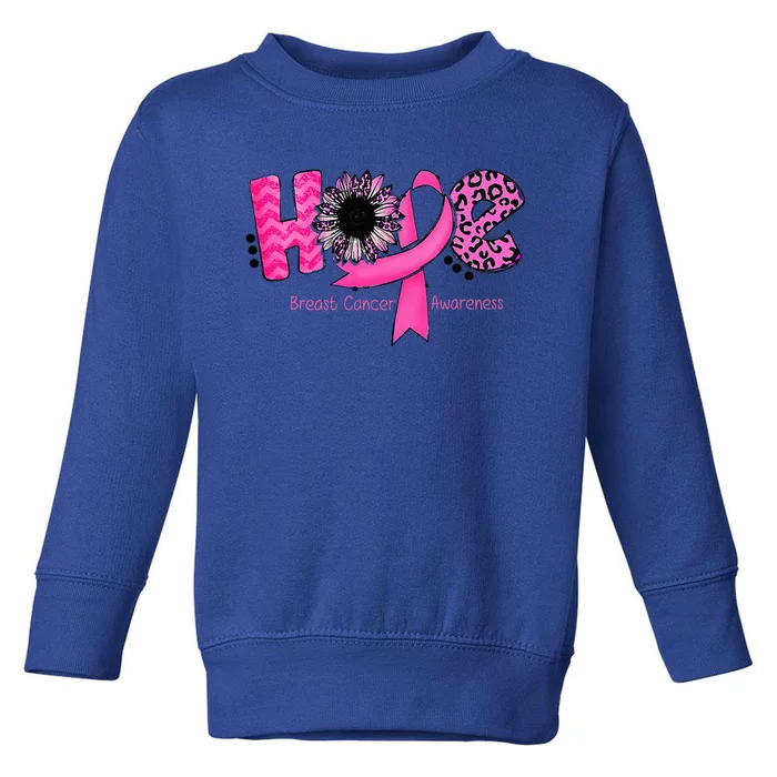 Breast Cancer Awareness Hope Ribbon Leopard Sunflower Toddler Sweatshirt