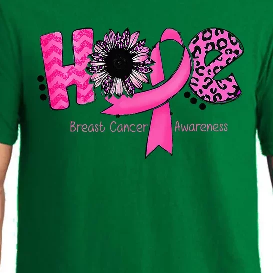 Breast Cancer Awareness Hope Ribbon Leopard Sunflower Pajama Set