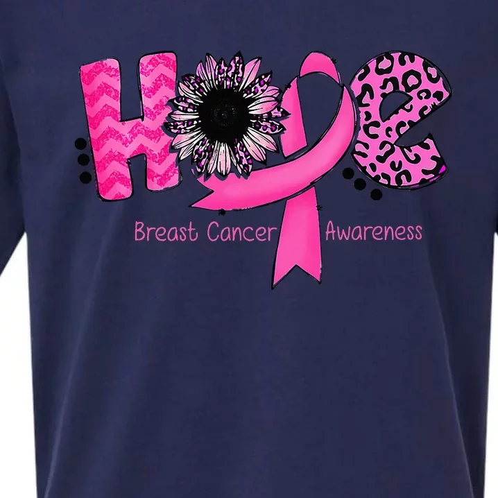 Breast Cancer Awareness Hope Ribbon Leopard Sunflower Sueded Cloud Jersey T-Shirt