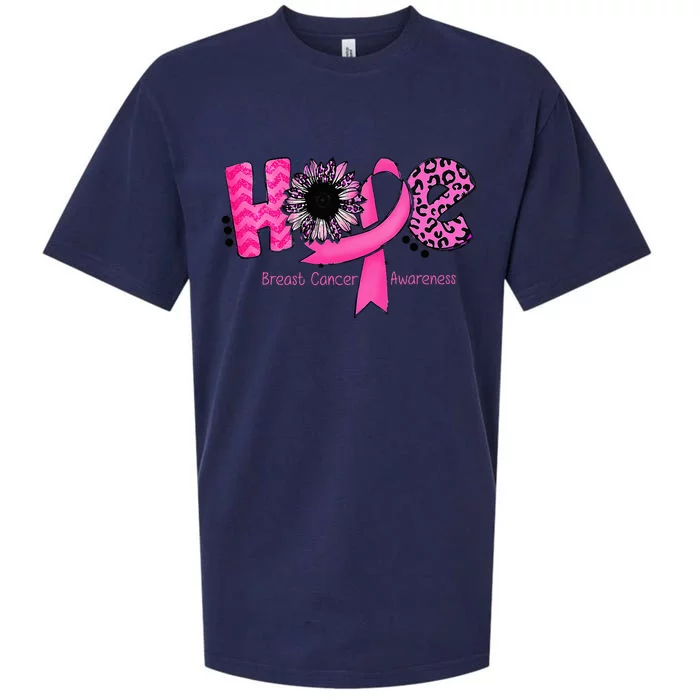 Breast Cancer Awareness Hope Ribbon Leopard Sunflower Sueded Cloud Jersey T-Shirt