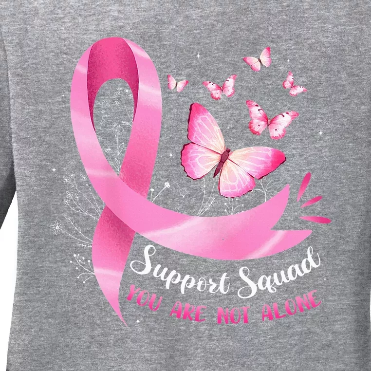 Breast Cancer Awareness Pink Ribbon Butterfly Ladies Long Sleeve Shirt