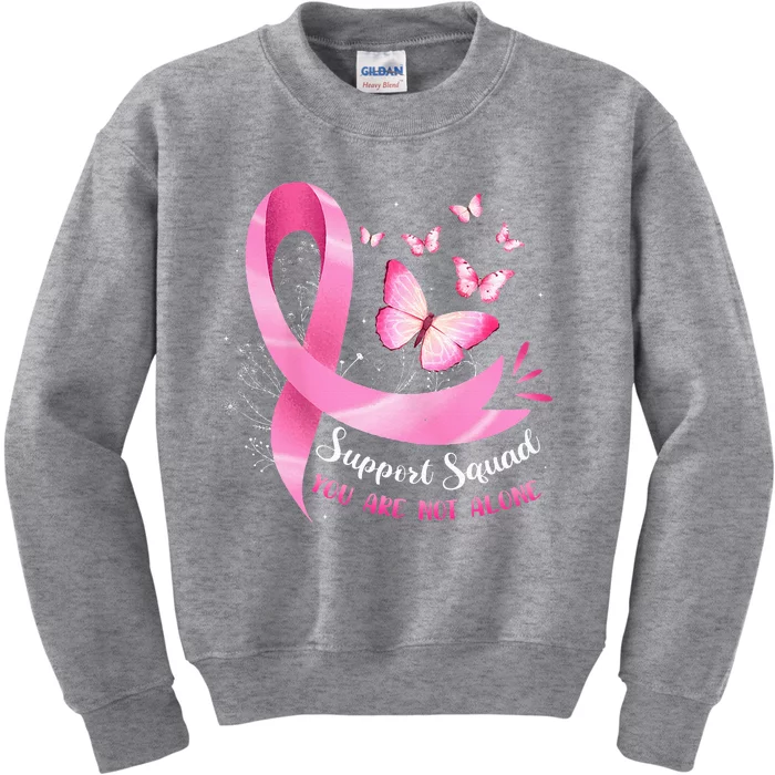 Breast Cancer Awareness Pink Ribbon Butterfly Kids Sweatshirt