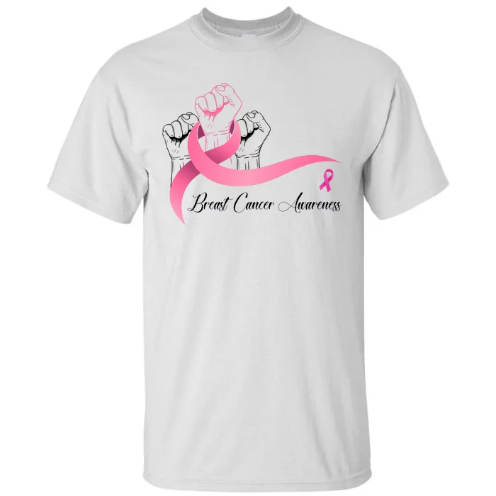 Breast Cancer Awareness Strong Fists Pink Ribbon Tall T-Shirt