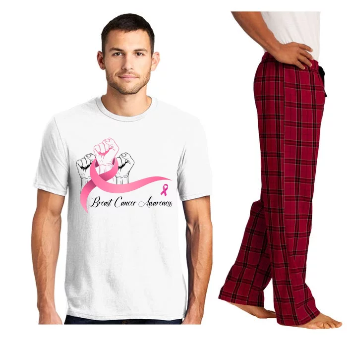 Breast Cancer Awareness Strong Fists Pink Ribbon Pajama Set