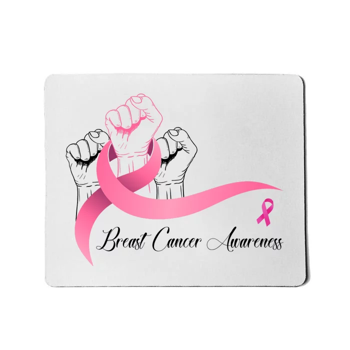 Breast Cancer Awareness Strong Fists Pink Ribbon Mousepad