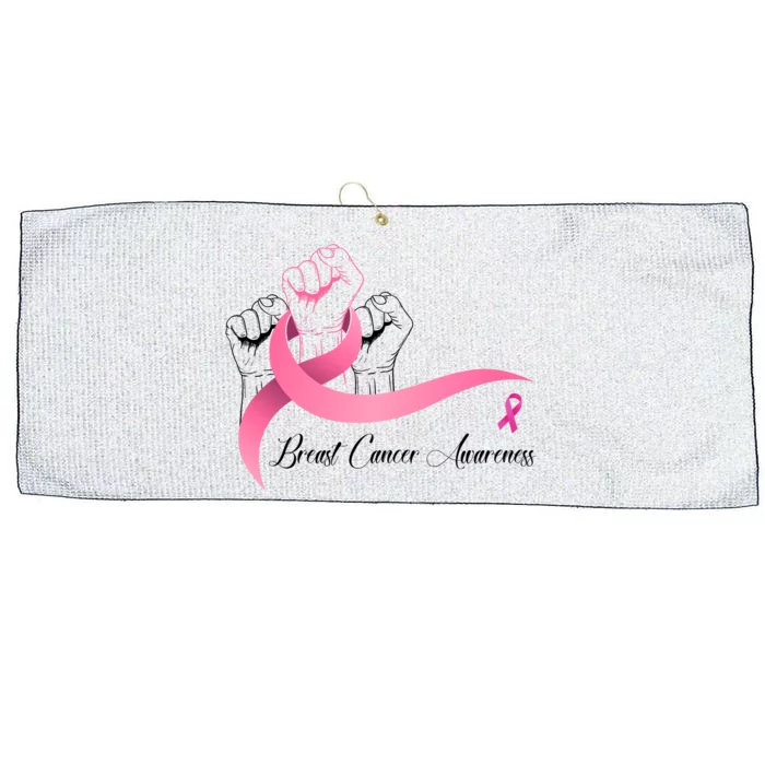 Breast Cancer Awareness Strong Fists Pink Ribbon Large Microfiber Waffle Golf Towel