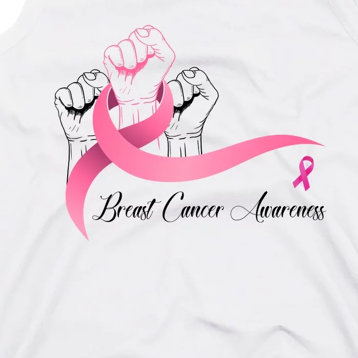 Breast Cancer Awareness Strong Fists Pink Ribbon Tank Top