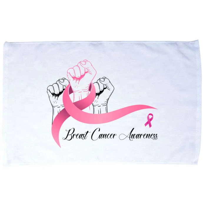 Breast Cancer Awareness Strong Fists Pink Ribbon Microfiber Hand Towel