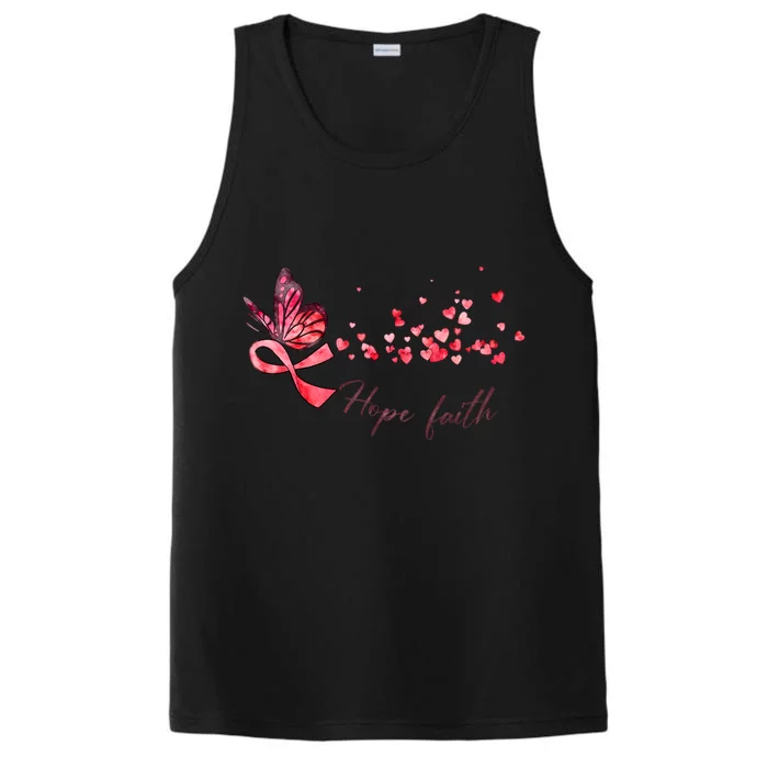 Breast Cancer Awareness Butterfly Pink Ribbon Hope Faith Performance Tank