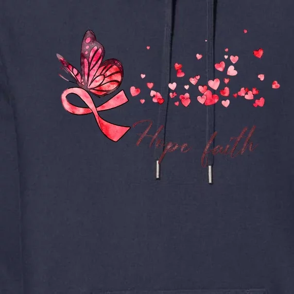 Breast Cancer Awareness Butterfly Pink Ribbon Hope Faith Premium Hoodie