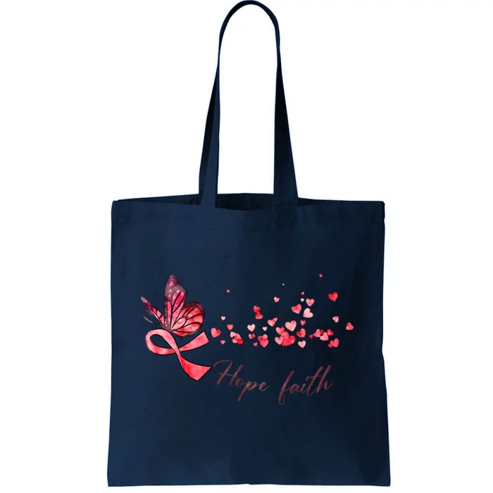 Breast Cancer Awareness Butterfly Pink Ribbon Hope Faith Tote Bag