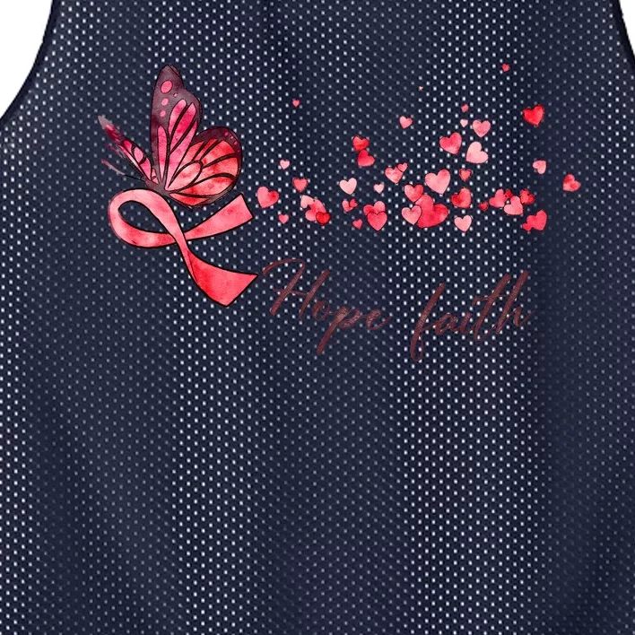 Breast Cancer Awareness Butterfly Pink Ribbon Hope Faith Mesh Reversible Basketball Jersey Tank