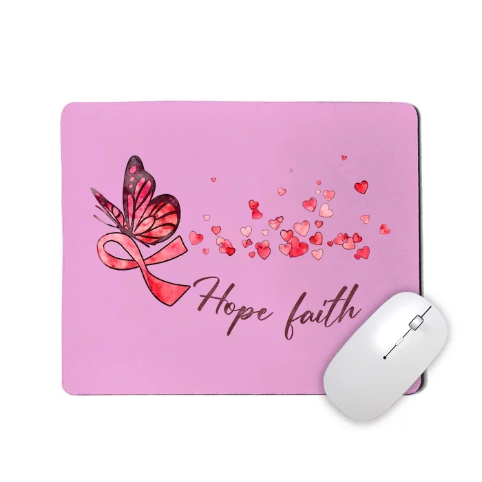 Breast Cancer Awareness Butterfly Pink Ribbon Hope Faith Mousepad