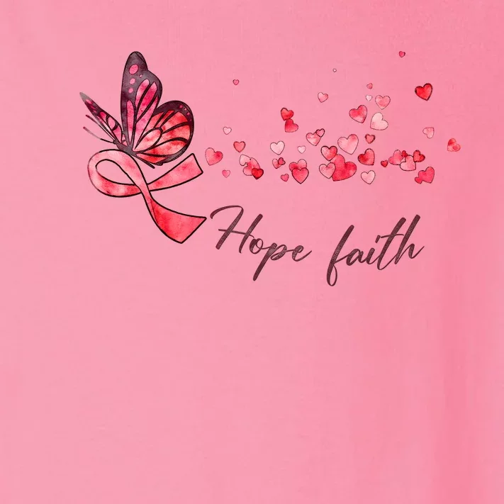 Breast Cancer Awareness Butterfly Pink Ribbon Hope Faith Toddler Long Sleeve Shirt