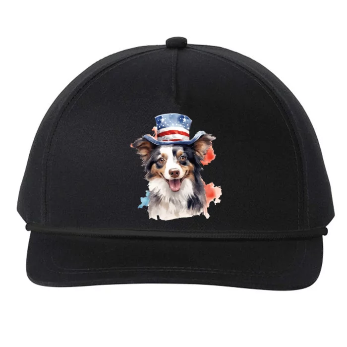 Border Collie American Flag Hat 4th Of July Dog Lover Snapback Five-Panel Rope Hat