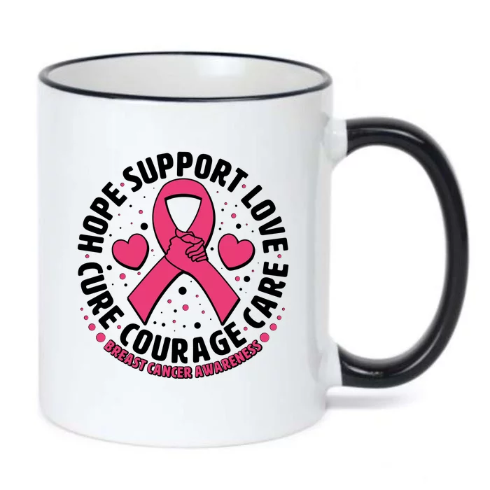 Breast Cancer Awareness Hope Support Love Cure Courage Care Black Color Changing Mug