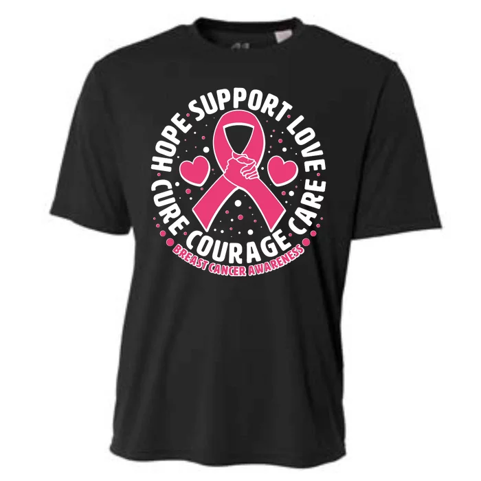 Breast Cancer Awareness Hope Support Love Cure Courage Care Cooling Performance Crew T-Shirt